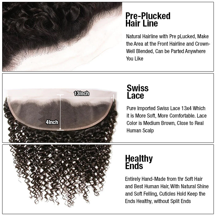 Curly Hair 13x4 Ear to Ear HD Transparent Lace Frontal Human Hair 12A Quality