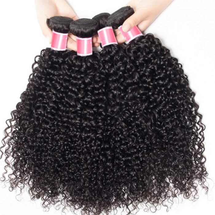 Brazilian Curly Hair 4 Bundles with 13*4 Lace Frontal Virgin Human Hair