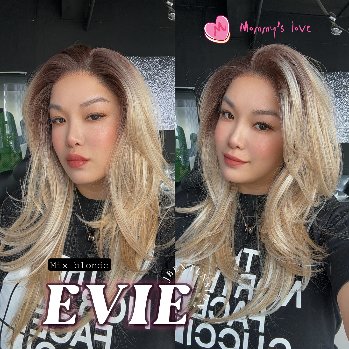 JBEXTENSION 22 Inches Mix Blonde Pre-Cut Free Part Frontlace Glueless Wig EVIE MIX BLONDE