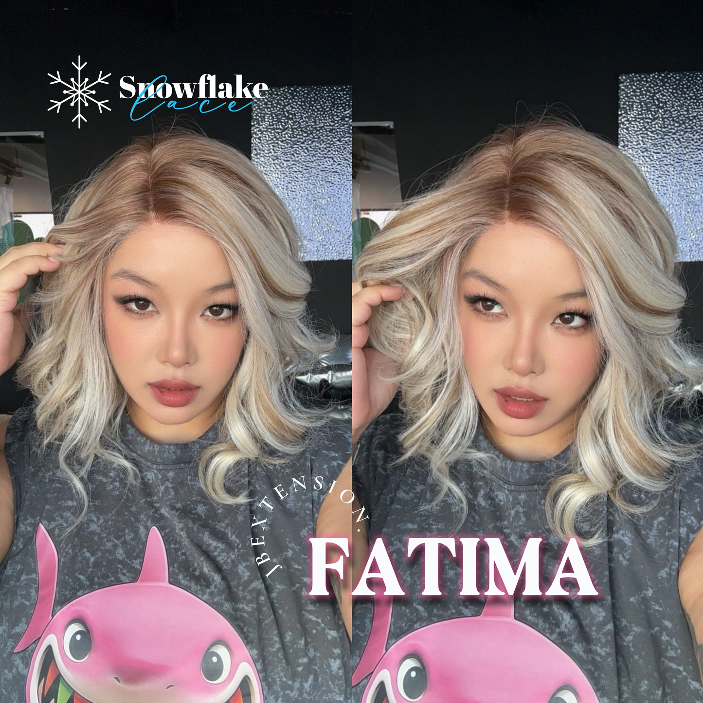 [PRE-ORDER] JBEXTENSION 12 Inches Blonde Curly Pre-Cut Side Part Snowflake Lace Frontlace Glueless Wig FATIMA SNOWFLAKE【BENDY EAR TABS】- M/L