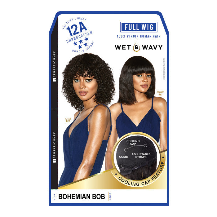 Sensationnel 12A 100% Virgin Human Hair Wet & Wavy Full Wig - BOHEMIAN BOB