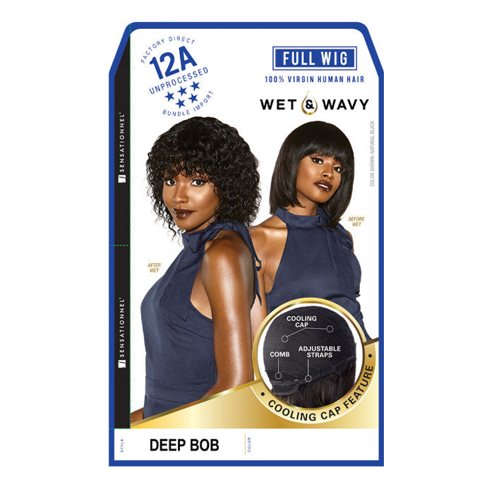 Sensationnel 12A 100% Virgin Human Hair Wet & Wavy Full Wig - DEEP BOB