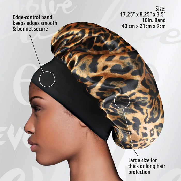 Firstline Evolve Luxe Satin Wide-Edge Bonnet - Leopard