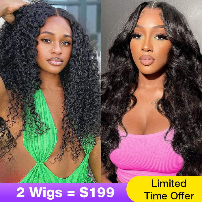 2Wigs = $199 | Jerry Curly & Body Wave Versatile 8x5 HD Lace Pre Everything Put On & Go Glueless Wig