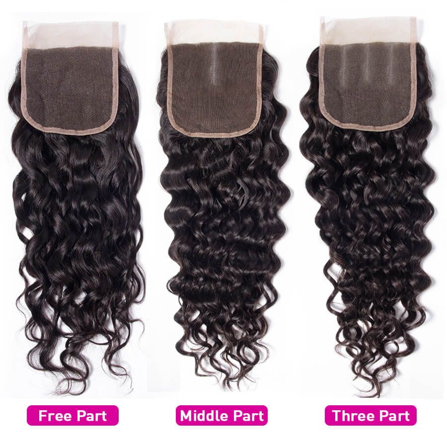 4x4 HD Transparent Lace Closure Water Wave Human Hair Closure Natural Black Hair Top Swiss Lace