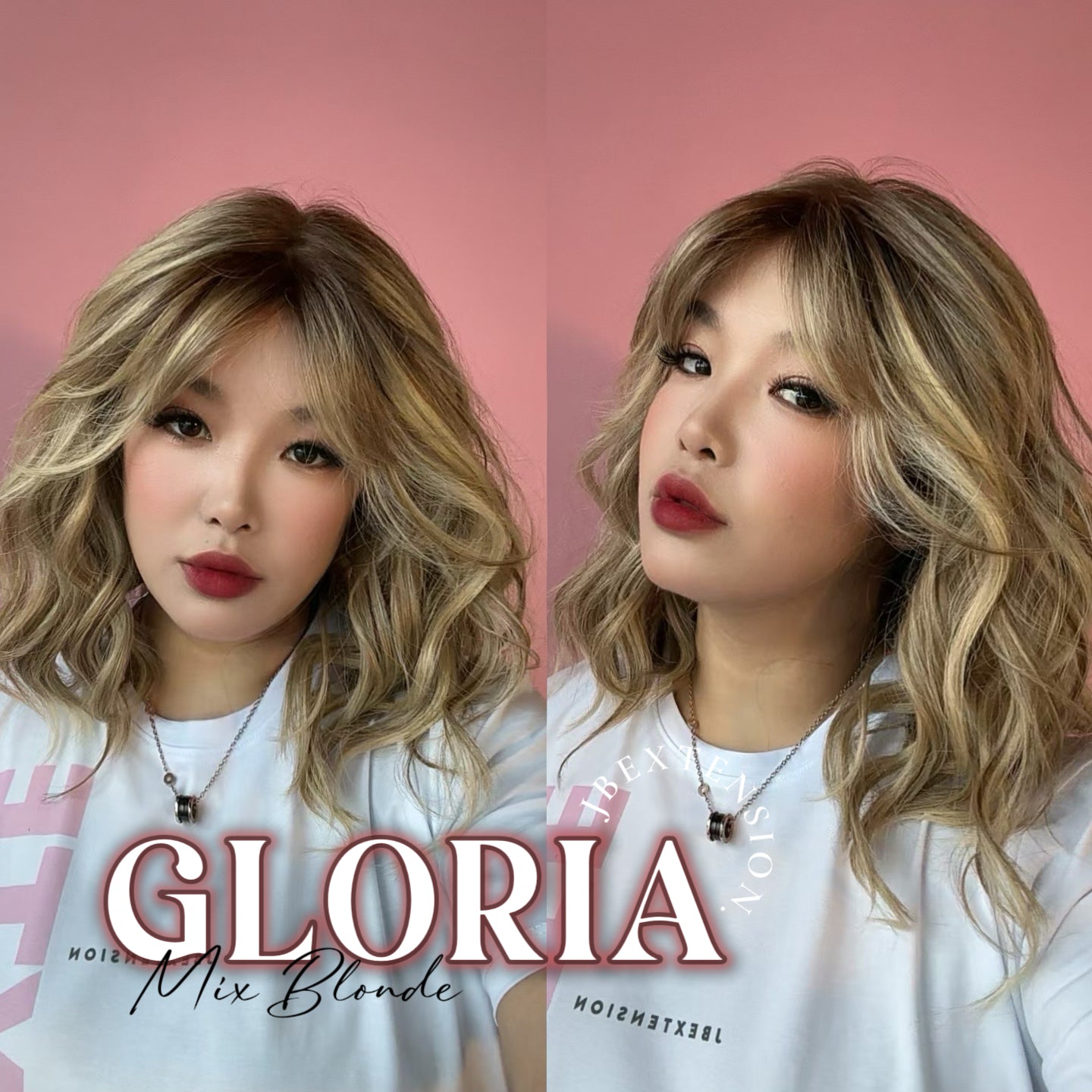 [PRE-ORDER] JBEXTENSION 14 Inches Curly Mix Blonde Wig with Bangs Pre-Cut T Part Snowflake Lace Frontlace Glueless Wig GLORIA MIX BLONDE