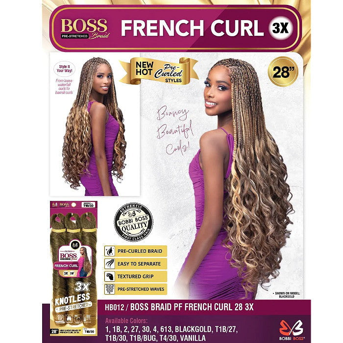 Bobbi Boss Knotless Pre-Stretched Braid - 3X FRENCH CURL 28"