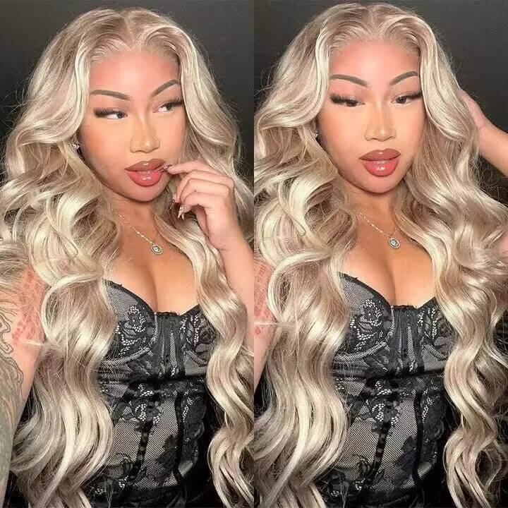 Barbie Blonde Highlight Lace Closure Wigs #18/613 HD Transparent 5x5 Lace Closure Human Hair Wigs
