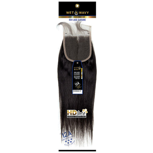 Sensationnel 12A 100% Unprocessed Human Hair Wet & Wavy 4X4 Lace Closure - BOHEMIAN 12"