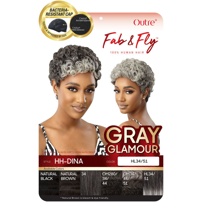 Outre Fab & Fly Gray Glamour 100% Human Hair Wig - HH-DINA