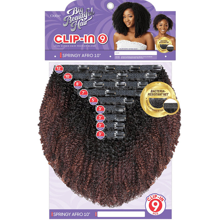 Outre Human Hair Blend Big Beautiful Hair Clip In 9CS - SPRINGY AFRO 10"