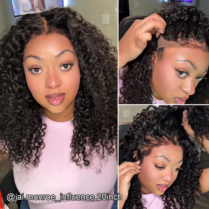 4C Curly Edges Hairline Glueless Curly Lace Front Human Hair Wig With Super Natural Hairline 220% Density