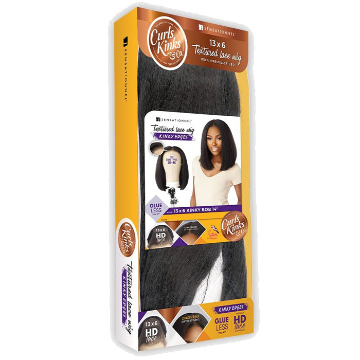 Sensationnel Curls Kinks Texture Glueless 13x6 HD Lace Front Wig - 13x6 KINKY BOB 14 - Kinky Edges
