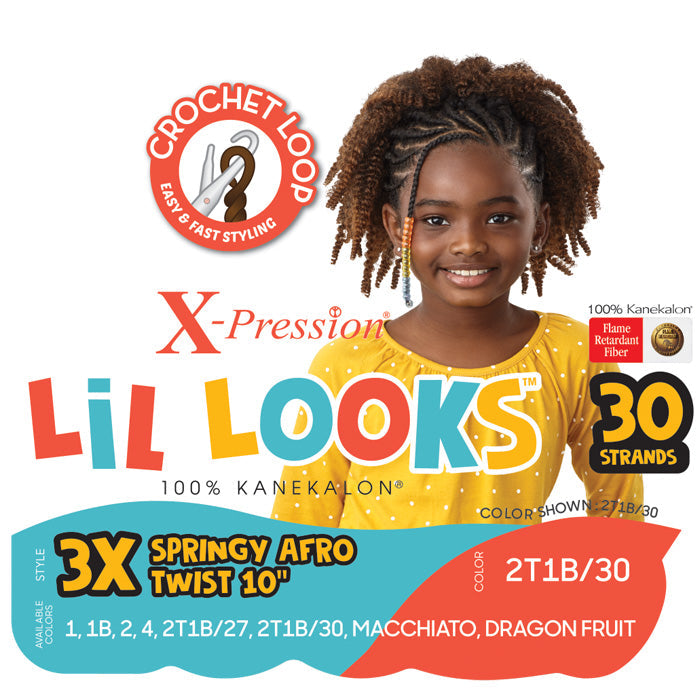 Outre X-Pression LiL Looks 3X Crochet Loop Braid - SPRINGY AFRO TWIST 10"