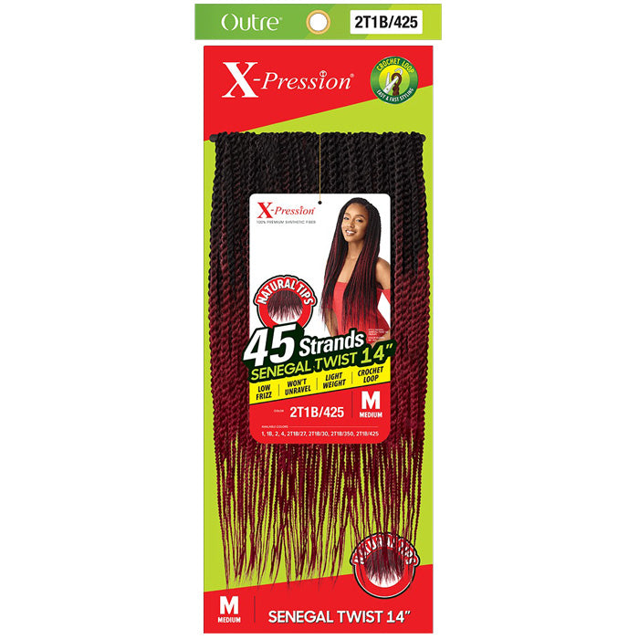Outre X-Pression Pre Looped Crochet Braid - SENEGAL TWIST MEDIUM NATURAL TIP 14-26 Inch