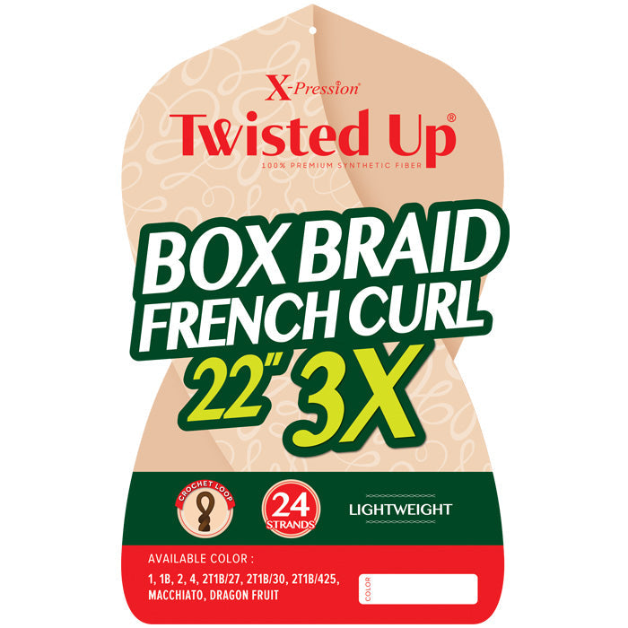 Outre X-Pression Twisted Up Crochet Braid - BOX BRAID FRENCH CURL 22" 3X