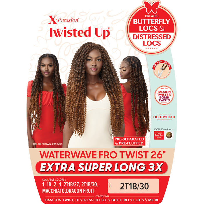 Outre X-Pression Twisted Up Crochet Braids 3X - WATERWAVE FRO TWIST 26" EXTRA SUPERLONG