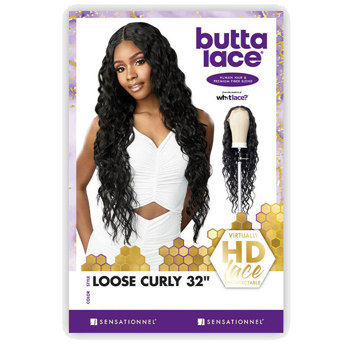 Sensationnel Butta Human Hair Blend HD Front Lace Wig - LOOSE CURLY 32