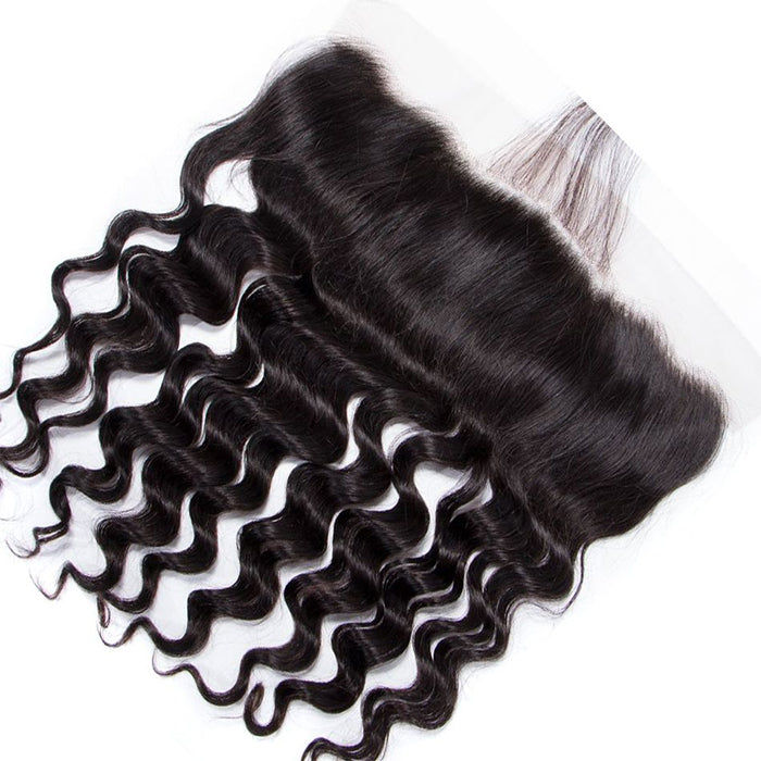 Malaysian Loose Deep Wave 4 Bundles With 13X4 Ear To Ear Lace Frontal Natural Color