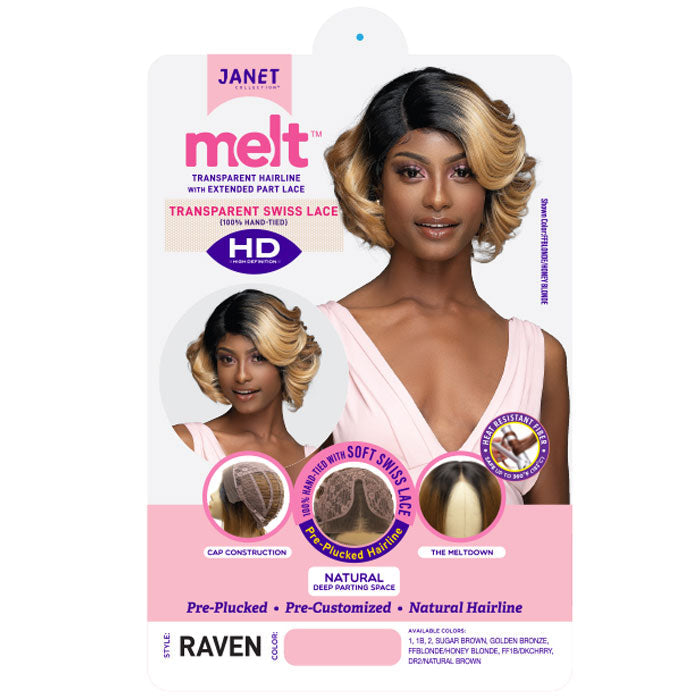 Janet Collection Melt Swiss Lace Extended Part HD Lace Front Wig - RAVEN