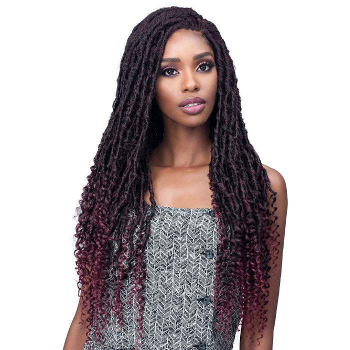 Bobbi Boss Braided Lace Front Wig Free Parting Nu Locs Curly Tips 30 - MLF619