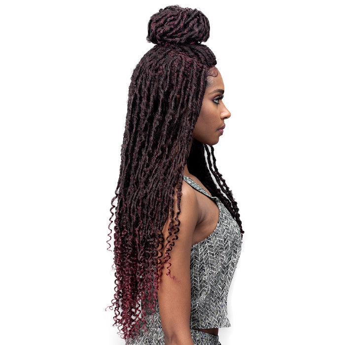 Bobbi Boss Braided Lace Front Wig Free Parting Nu Locs Curly Tips 30 - MLF619