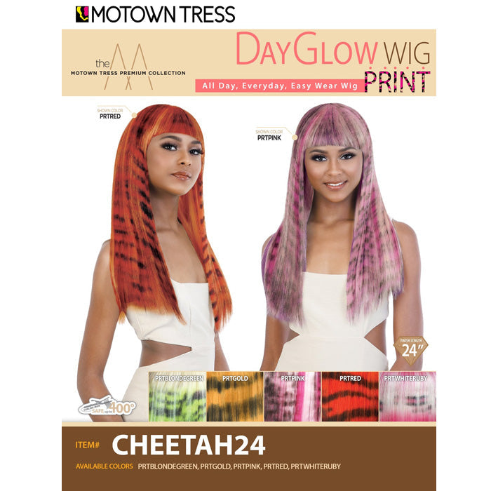 Motown Tress Day Glow Wig Print Full Wig - CHEETAH 24"