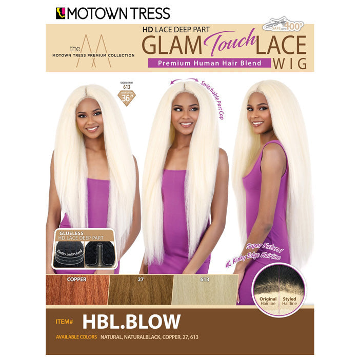 Motown Tress Glam Touch Human Hair Blend Glueless HD Lace Deep Part Wig - HBL BLOW
