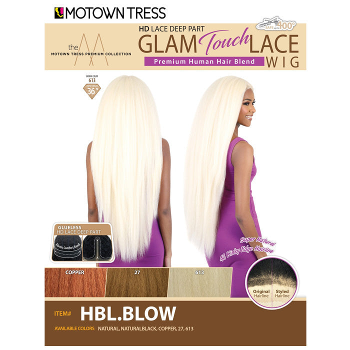Motown Tress Glam Touch Human Hair Blend Glueless HD Lace Deep Part Wig - HBL BLOW