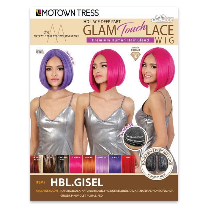 Motown Tress Glam Touch Lace Glueless Human Hair Blend HD Deep Part Lace Front Wig - HBL GISEL