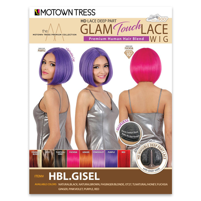 Motown Tress Glam Touch Lace Glueless Human Hair Blend HD Deep Part Lace Front Wig - HBL GISEL