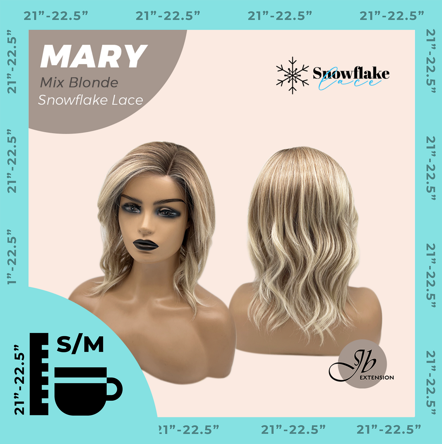 JBEXTENSION 14 Inches Mix Blonde Pre-Cut Side Part Snowflake Lace Frontlace Glueless Wig MARY MIX BLONDE【BENDY EAR TABS】