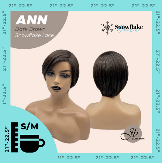 JBEXTENSION 10 Inches Dark Brown Pre-Cut Side Part Snowflake Lace Frontlace Glueless Wig ANN DARK BROWN【BENDY EAR TABS】