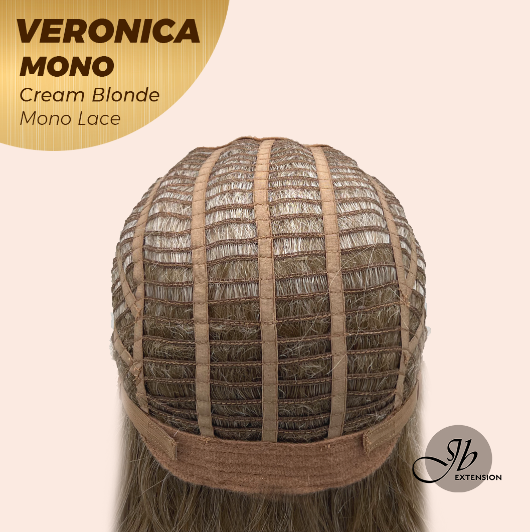 JBEXTENSION VERONICA MONO CREAM BLONDE Monofilament Handmade Wig 6X5 Full Monofilament Hand Tied Top Wig 12 Inches Cream Blonde Wave Mono Lace Wig With Anti-slip Silicone Strips Glueless Wig VERONICA MONO CREAM BLONDE【BENDY EAR TABS】