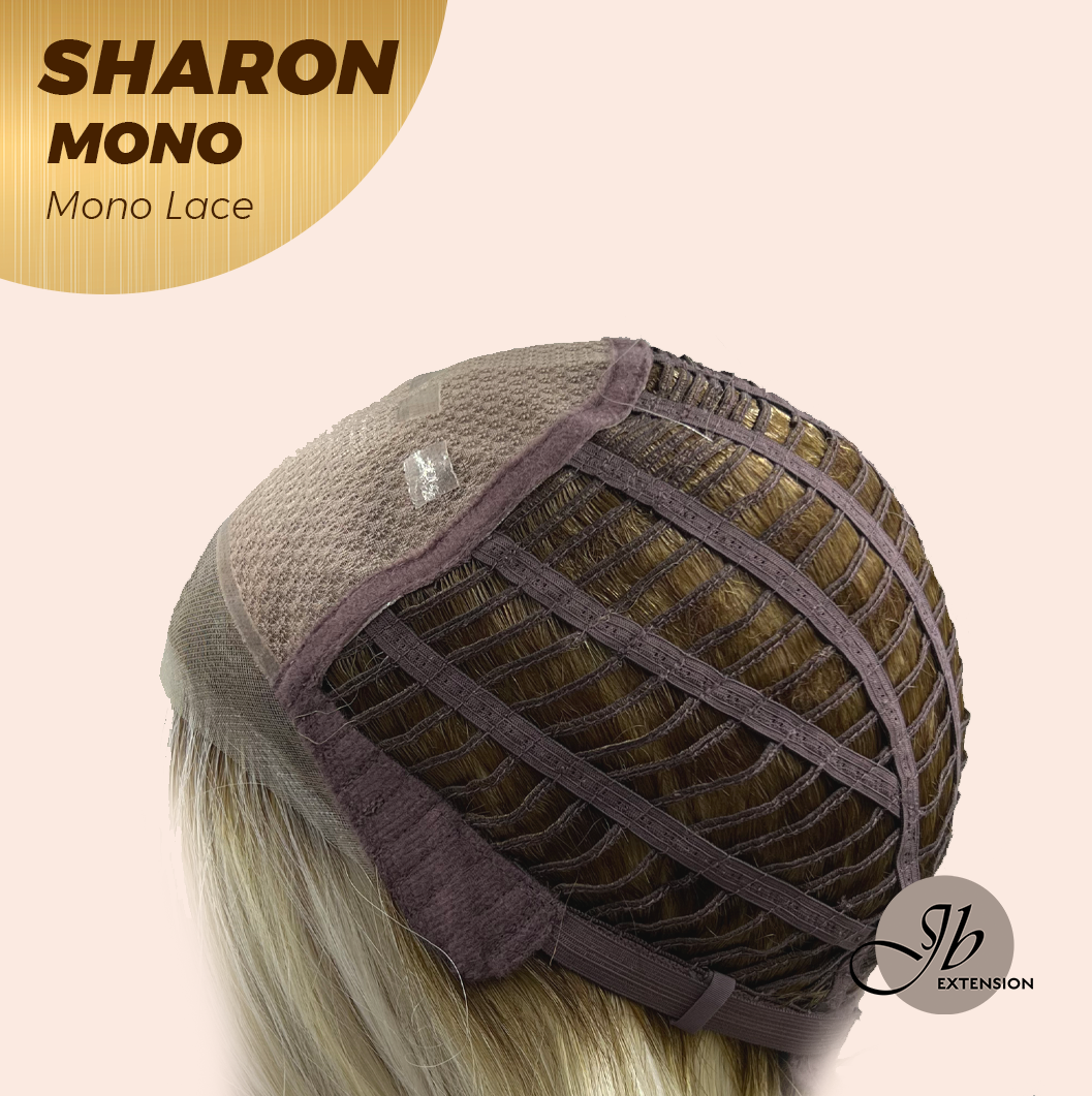 JBEXTENSION SHARON MONO Monofilament Handmade Wig 6X5 Full Monofilament Hand Tied Top Wig 20 Inches Platinum Blonde With Dark Root Wave Mono Lace Wig With Anti-slip Silicone Strips Glueless Wig SHARON MONO【BENDY EAR TABS】
