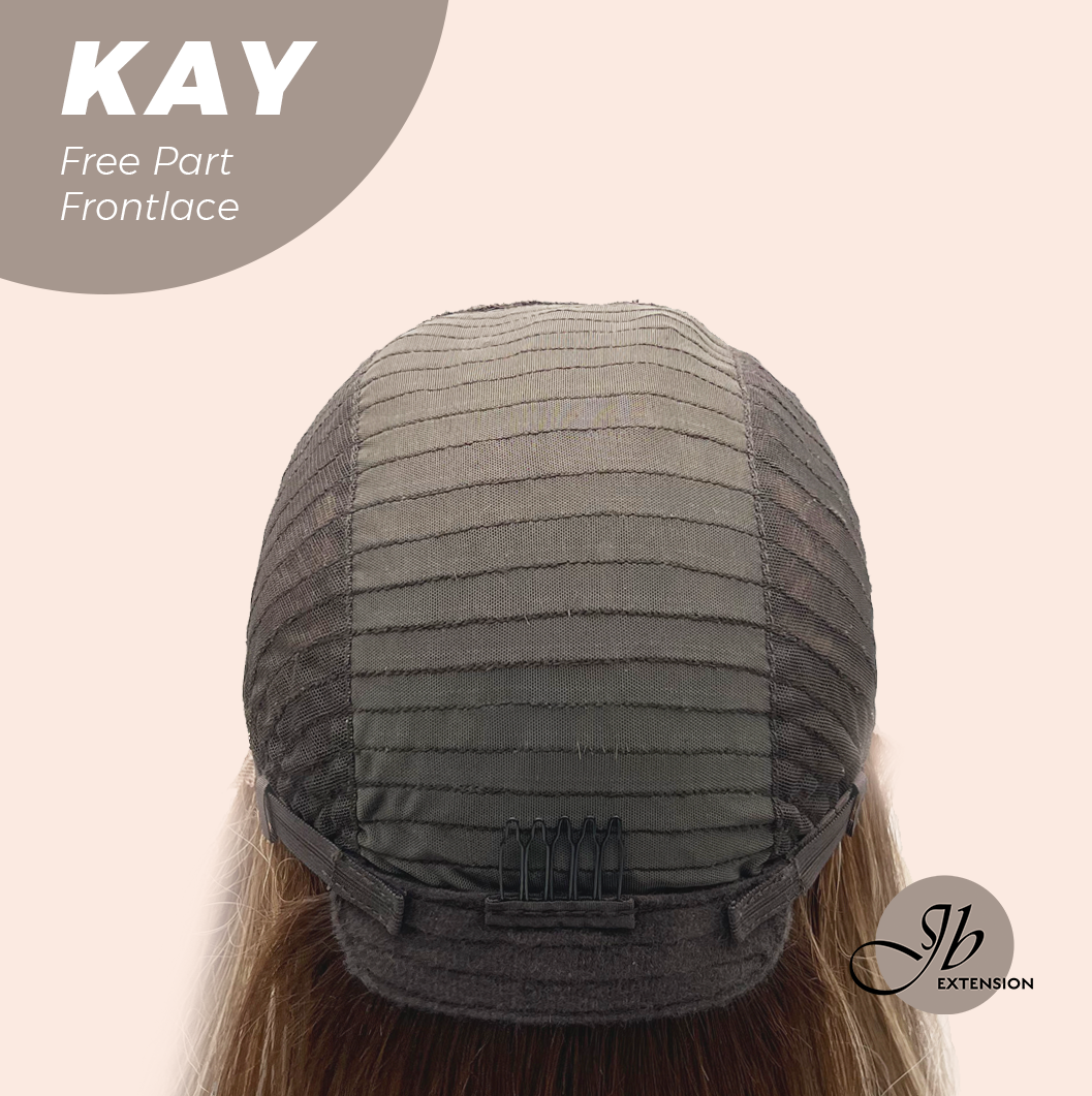 JBEXTENSION 24 Inches Brown With Highlight Curly Pre-Cut Free Part Frontlace Glueless Wig KAY FREE PART