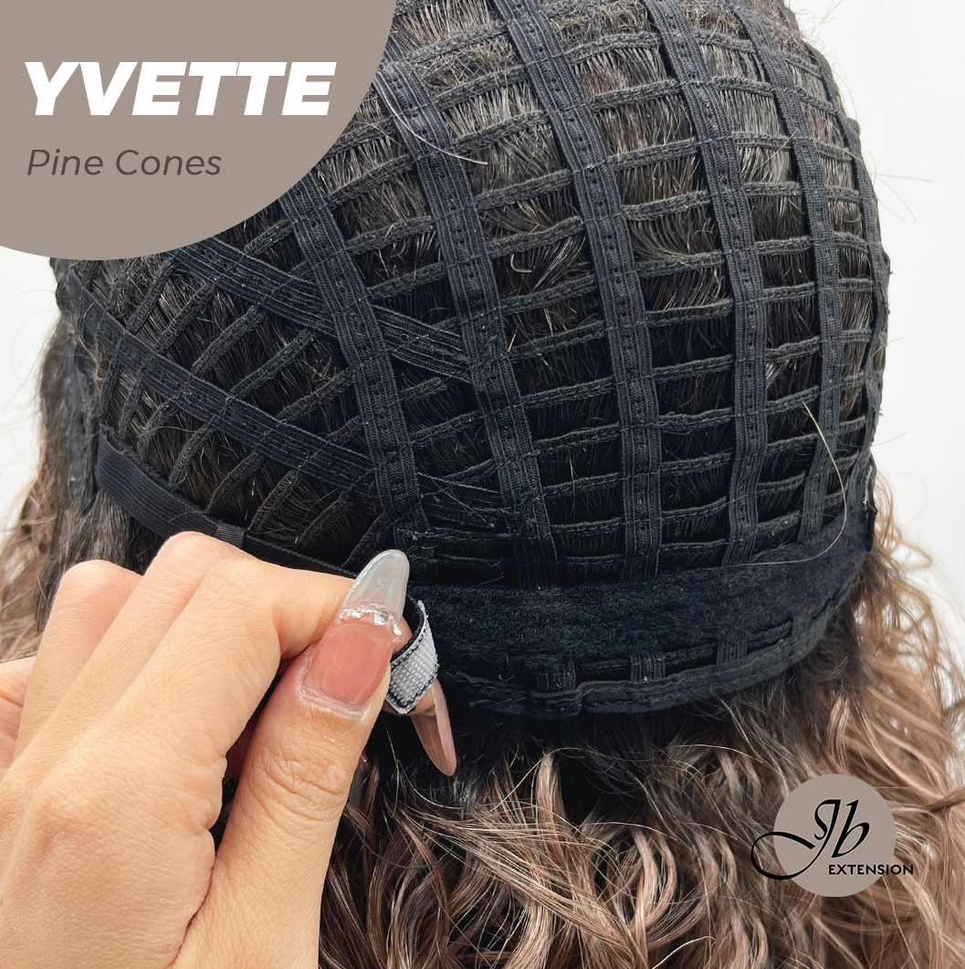 JBEXTENSION 14 Inches Extra Curly Pine Cones Wig Women Fashion Full Machine Wig YVETTE PINE CONES【PLUS PERMATEASE】【BENDY EAR TABS】