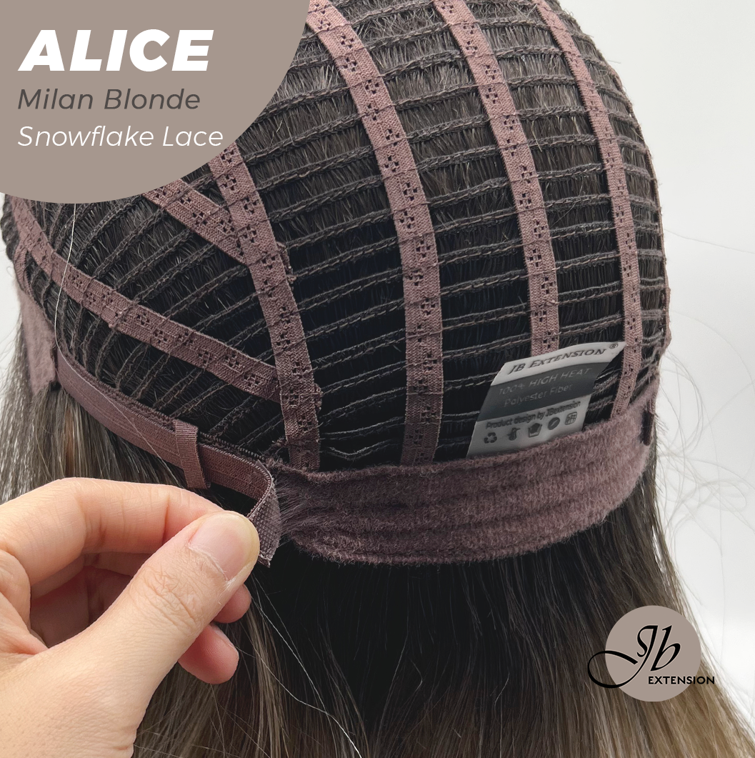 JBEXTENSION 12 Inches Milan Blonde Pre-Cut Side Part Snowflake Lace Frontlace Glueless Wig ALICE MILAN BLONDE【BENDY EAR TABS】- M/L