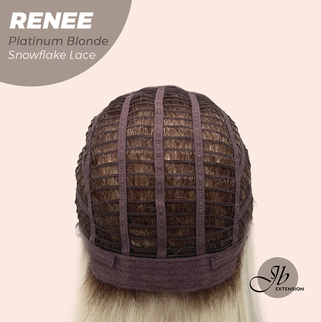 JBEXTENSION 21 Inches Platinum Blonde Pre-Cut T Part Snowflake Lace Frontlace Glueless Wig RENEE PLATINUM BLONDE【BENDY EAR TABS】