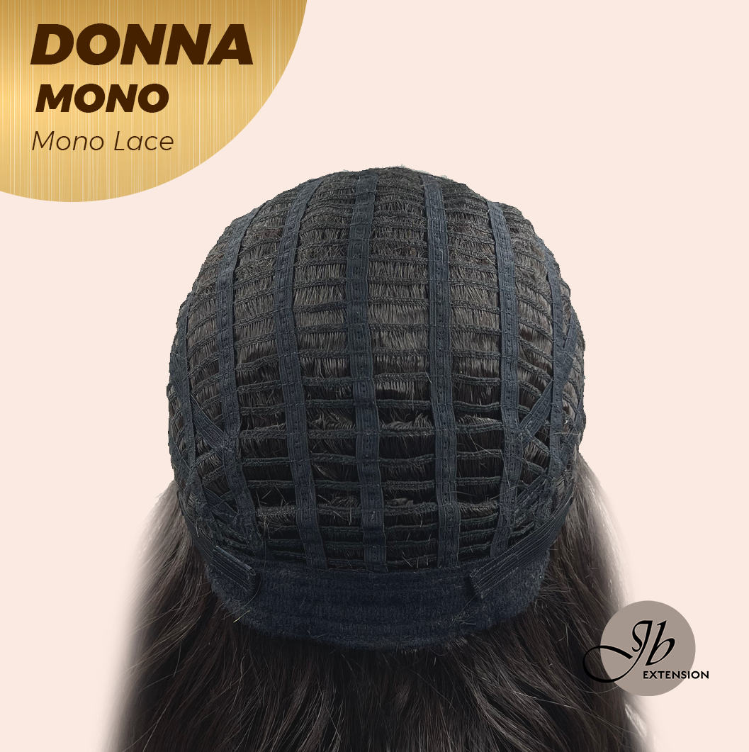JBEXTENSION DONNA MONO Monofilament Handmade Wig 6X5 Full Monofilament Hand Tied Top Wig 18 Inches Dark Brown Wave Mono Lace Wig With Anti-slip Silicone Strips Glueless Wig DONNA MONO【BENDY EAR TABS】