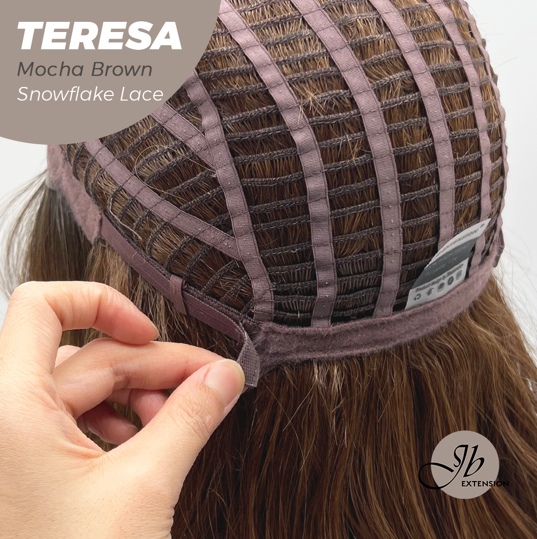 JBEXTENSION 18 Inches Mocha Brown Pre-Cut Snowflake Lace Frontlace Glueless Wig TERESA MOCHA BROWN【PERMATEASE】【BENDY EAR TABS】- M/L