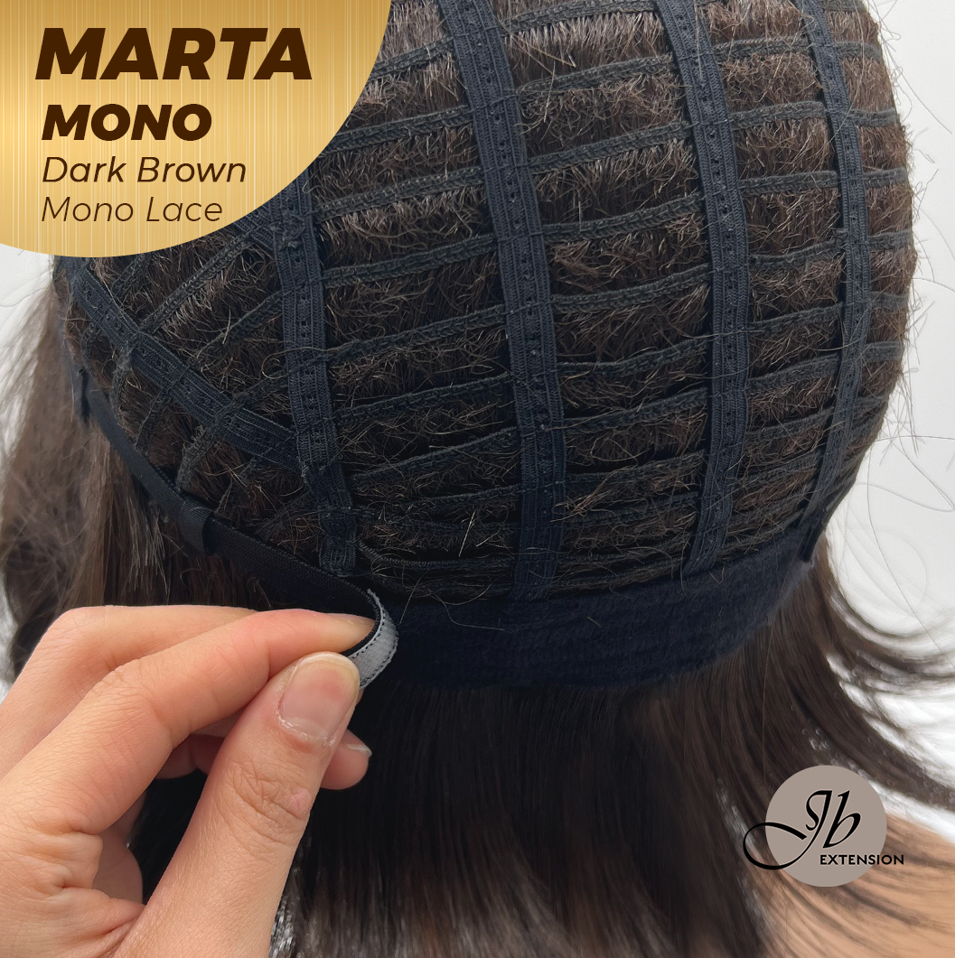 JBEXTENSION MARTA MONO DARK BROWN Monofilament Handmade Wig 6X5 Full Monofilament Hand Tied Top Wig 10 Inches Dark Brown Mono Lace Handmade Futura Fiber Wig With Anti-slip Silicone Strips Glueless Wig MARTA MONO DARK BROWN【BENDY EAR TABS】