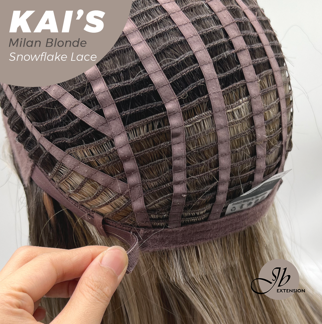 JBEXTENSION 18 Inches Milan Blonde Pre-Cut Snowflake Lace Frontlace Glueless Wig KAI'S MILAN BLONDE【PERMATEASE】【BENDY EAR TABS】- M/L