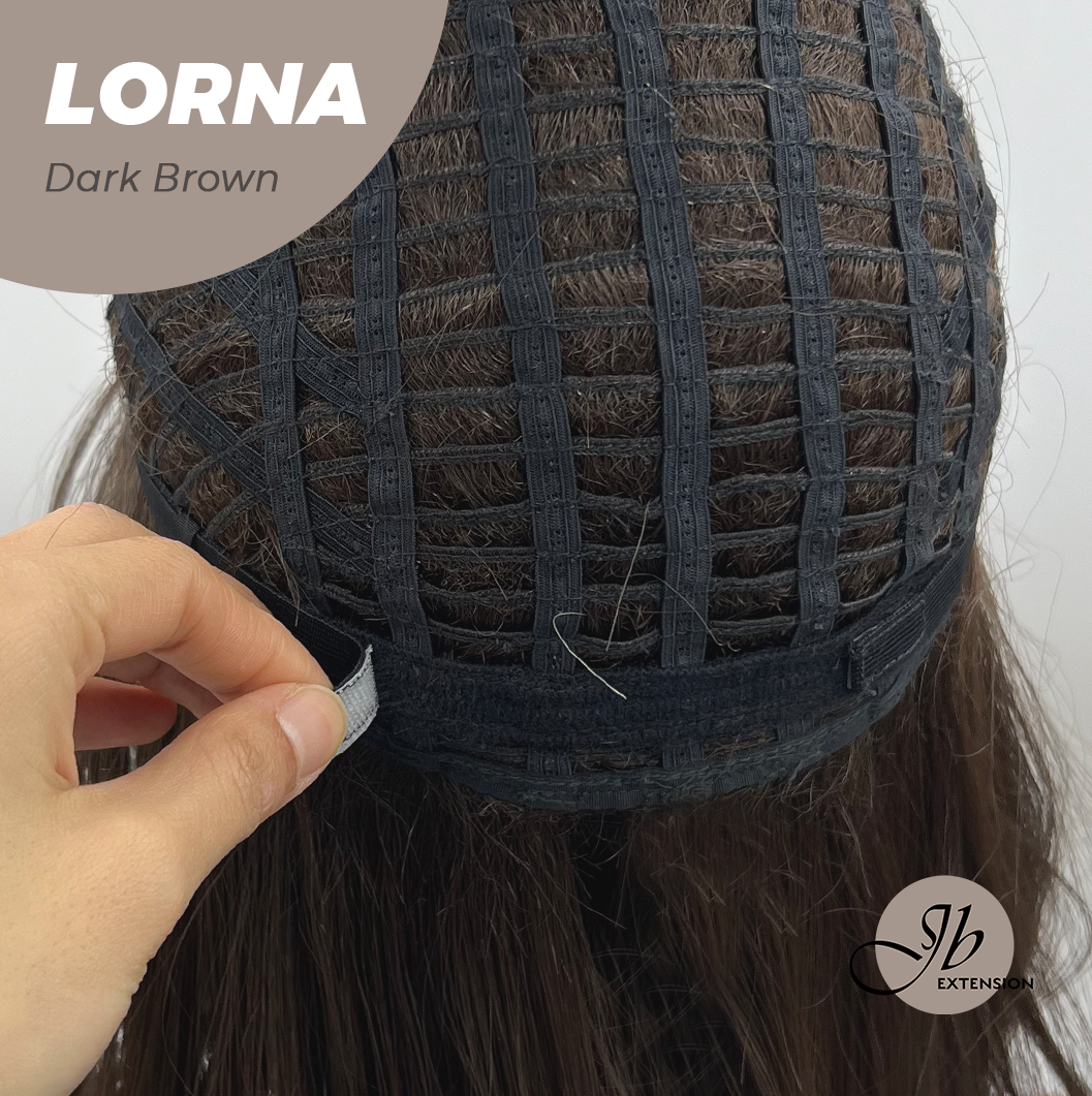 HOT OF SEASON -18 Inches Dark Brown Curly Women Fashion Full Machine Wig With Bangs LORNA DARK BROWN【PLUS PERMATEASE】【BENDY EAR TABS】