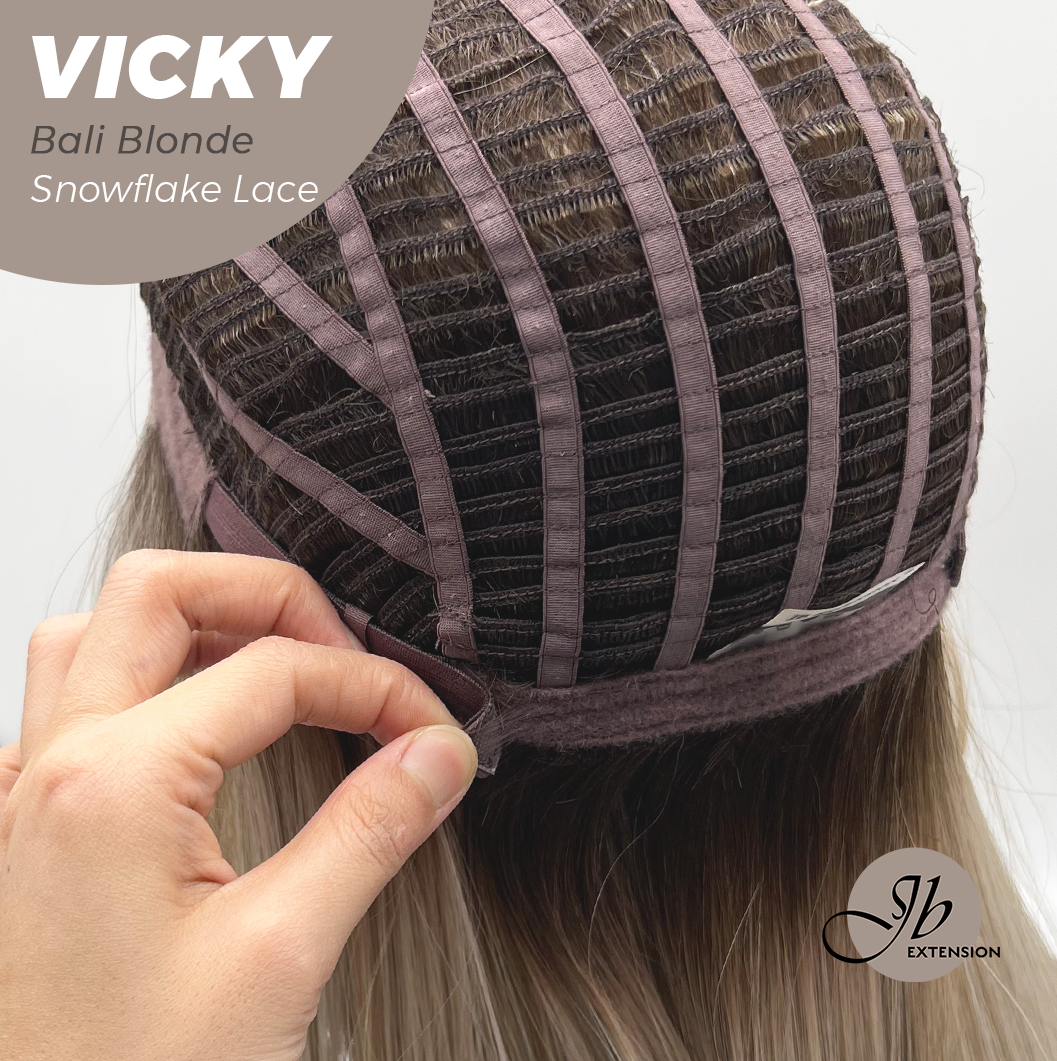 JBEXTENSION 20 Inches Bali Blonde Pre-Cut Snowflake Lace Frontlace Glueless Wig VICKY BALI BLONDE【PERMATEASE】【BENDY EAR TABS】- M/L