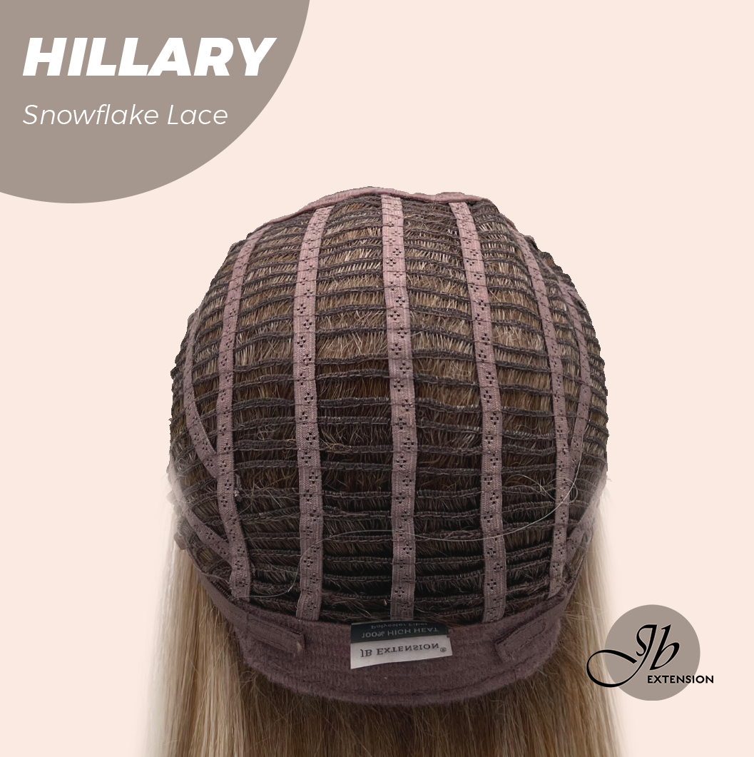 JBEXTENSION 16 Inches Blonde Straight Pre-Cut Side Part Snowflake Lace Frontlace Glueless Wig HILLARY SNOWFLAKE【BENDY EAR TABS】- M/L