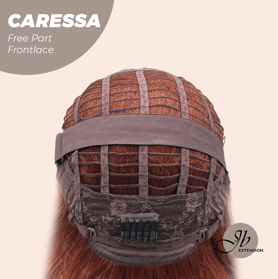 JBEXTENSION 22 Inches Copper Curly Wave 13X6 Pre-Cut Free Part Frontlae Glueless Wig CARESSA