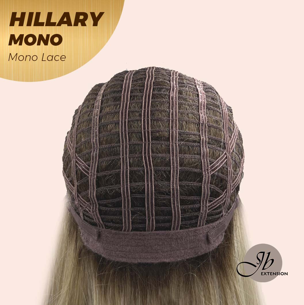Nichole's Selection - HILLARY MONO Monofilament Handmade Wig 6X5 Full Monofilament Hand Tied Top Wig 16 Inches Blonde With Dark Root Straight Mono Lace Wig With Anti-slip Silicone Strips Glueless Wig Hillary Mono【BENDY EAR TABS】