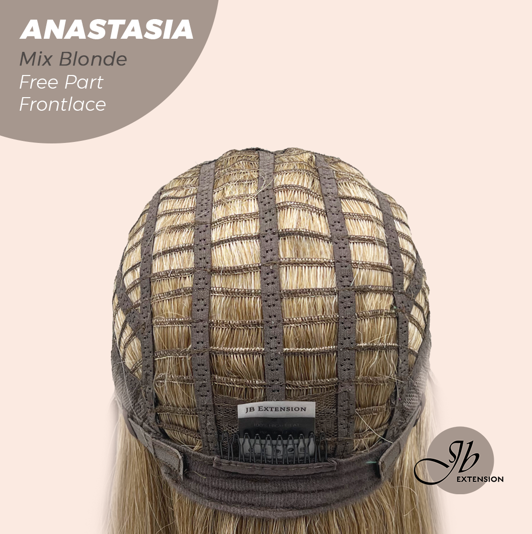 JBEXTENSION 20 Inches Mix Blonde Curly Pre-Cut 13X3 Lace Free Part Frontlace Glueless Wig ANASTASIA MIX BLONDE