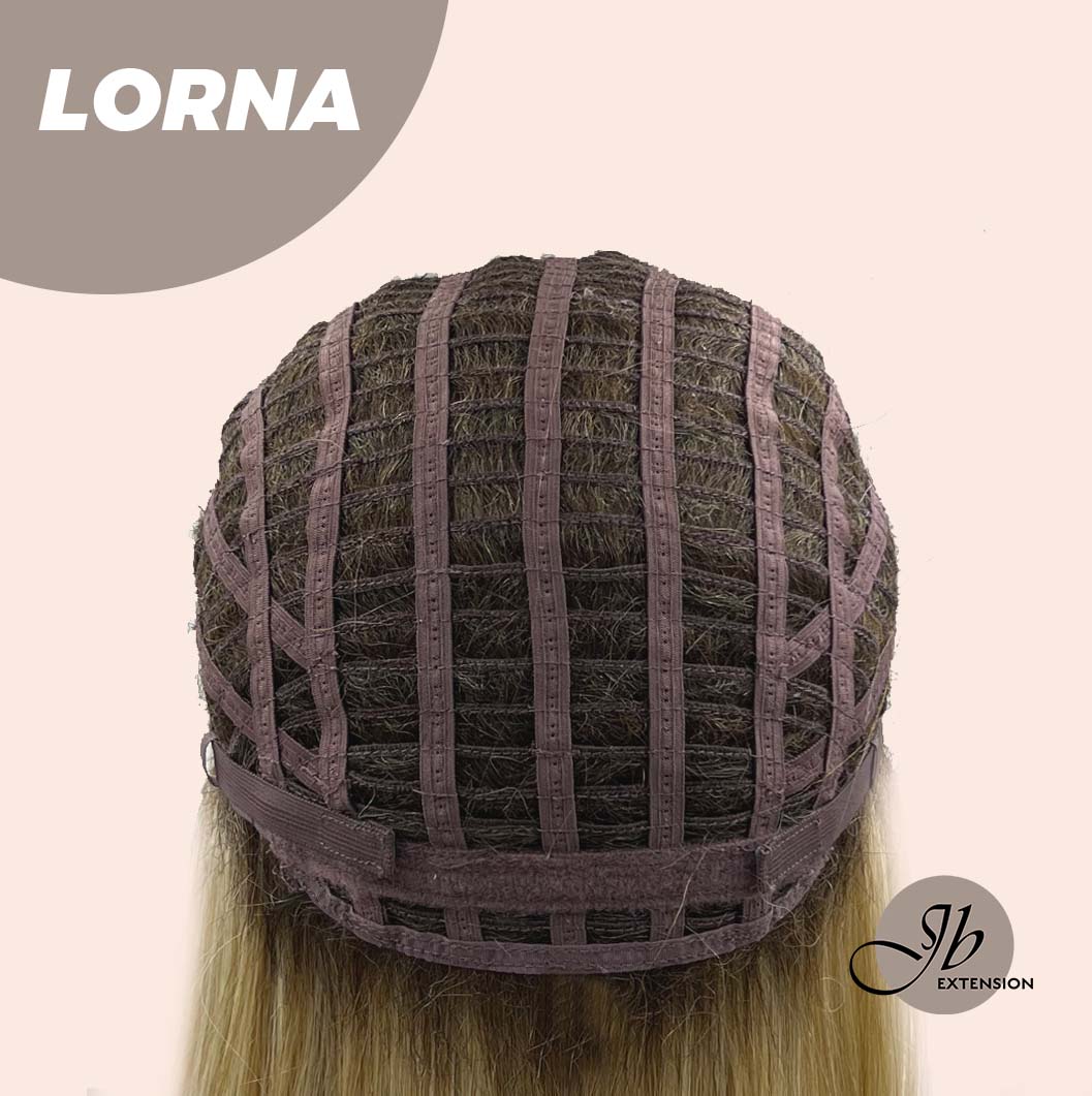 JBEXTENSION 18 Inches Blonde Curly Women Fashion Full Machine Wig With Bangs LORNA【PLUS PERMATEASE】【BENDY EAR TABS】